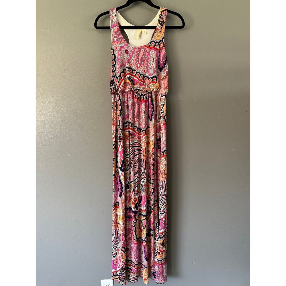 Francesca's Collection Paisley Pink Print Maxi‎ Dress